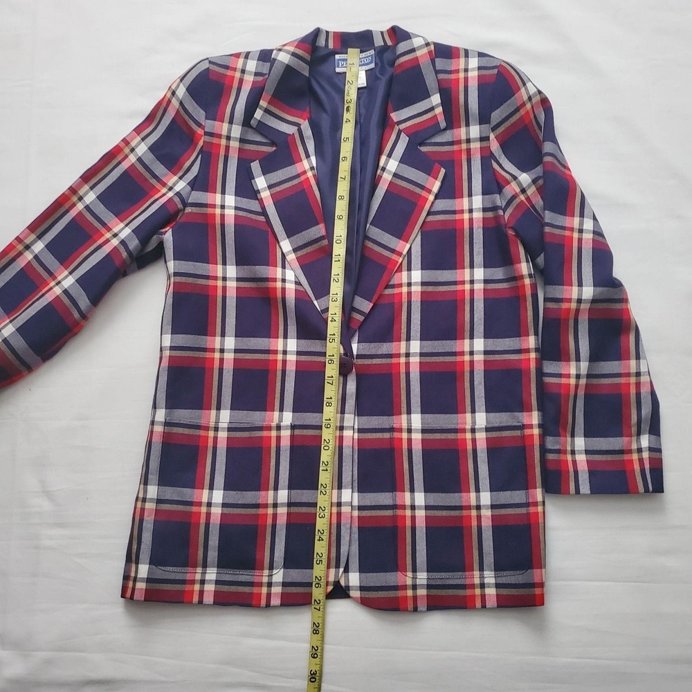 Pendleton Women's Vintage Red Blue Tartan Plaid Blazer Jacket Top Size Petite - Picture 12 of 12